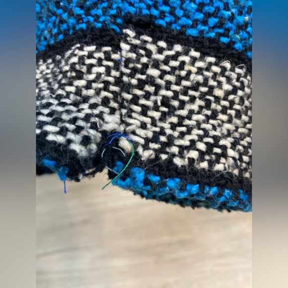 Artesanias Mickey Baja Hoodie Mens XLarge Blue Striped Acrylic Drug Rug Pullover - Picture 6 of 6